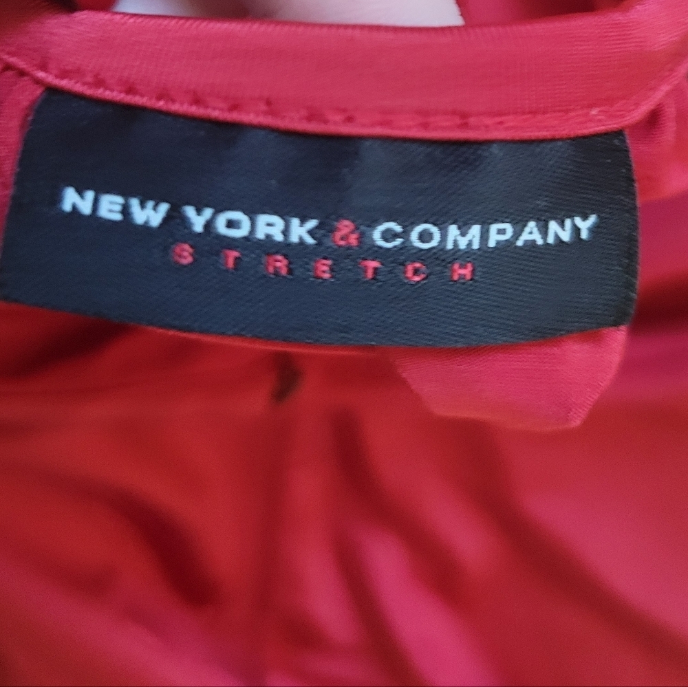 New York & Company One Shoulder Draped Top Red Size M Stretch - Picture 3 of 4